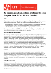 3D Printing and Embedded Systems (Special Purpose Award