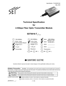 Technical Specification for 2.5Gbps Fiber Optic Transmitter Module