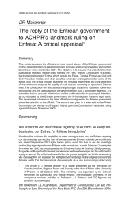 The reply of the Eritrean government to ACHPR`s landmark ruling on