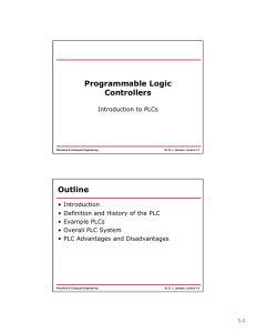 Programmable Logic Controllers Outline