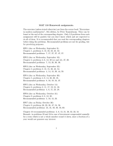 MAT 118 Homework assignments. The exercises (unless stated