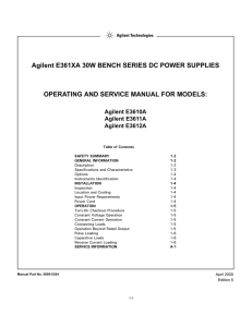 Agilent E361XA 30W BENCH SERIES DC POWER SUPPLIES