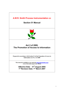 A.W.R. Smith Process Instrumentation cc Section 51 Manual Act 2 of
