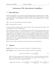 Laboratory III: Operational Amplifiers 1 Introduction 2 Jargon