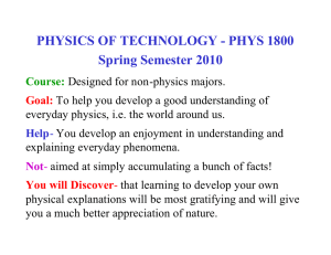 PHYSICS OF TECHNOLOGY - PHYS 1800 Spring Semester 2010
