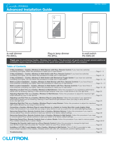 Caseta Wireless Advanced Installation Guide Part #0301710b