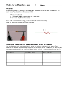 Multimeter and Resistance Lab 1 Materials Identifying