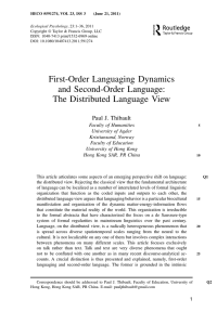 First-Order Languaging Dynamics and Second