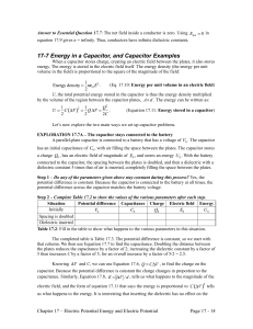 17-7 Energy in a Capacitor, and Capacitor Examples