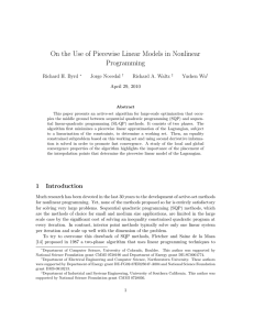 On the Use of Piecewise Linear Models in Nonlinear Programming