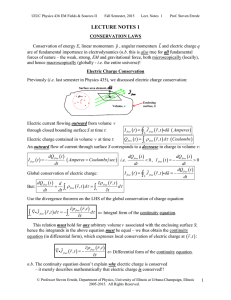 Continuity Equation (Charge Conservation), Poynting`s Theorem
