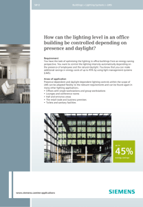How can the lighting level in an office building be controlled