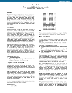 SUGI 26: Array Tutorial(2) $ Beginning Intermediate
