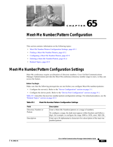 Meet-Me Number/Pattern Configuration