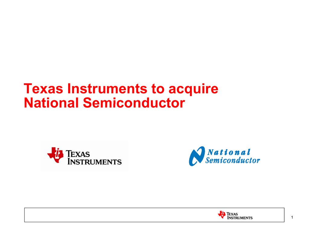Texas Instruments To Acquire National Semiconductor