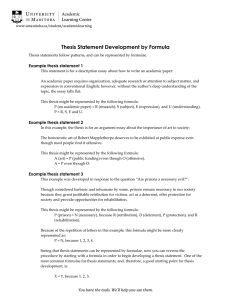 Thesis Statement Development by Formula