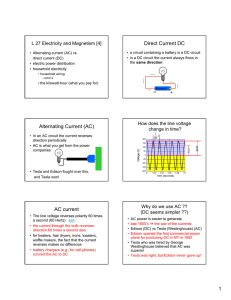 Direct Current DC Alternating Current (AC) AC current