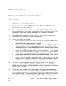 Section 23 09 00 – Automatic Temperature Controls