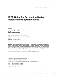 IEEE Guide For Developing System Requirements Specifications