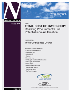 Total Cost of Ownership White Paper from the NIGP Business Council