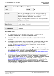 NZQA registered unit standard 25459 version 4 Page 1 of 3 Title