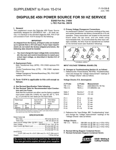 SUPPLEMENT to Form 15-014 DIGIPULSE 450i POWER