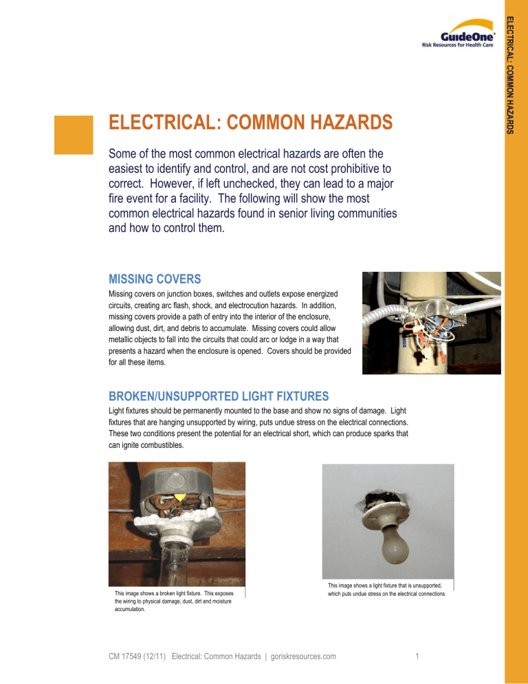 Electrical Common Hazards Guideone Risk Resources For Health
