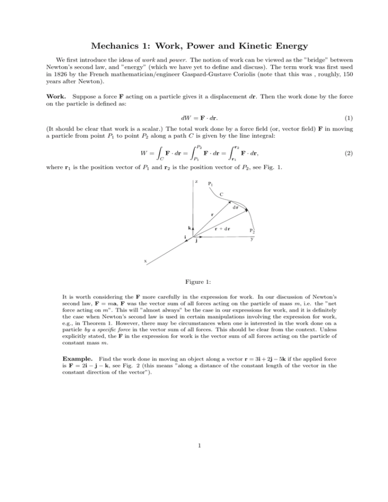 Mechanics 1 Work Power And Kinetic Energy