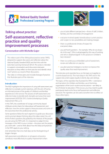 Talking about practice: Self-assessment, reflective practice and