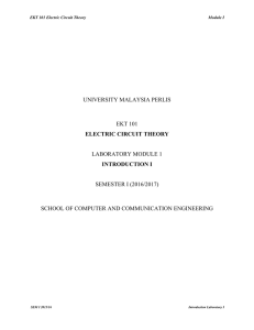 UNIVERSITY MALAYSIA PERLIS EKT 101 ELECTRIC
