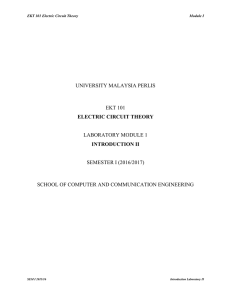 UNIVERSITY MALAYSIA PERLIS EKT 101 ELECTRIC