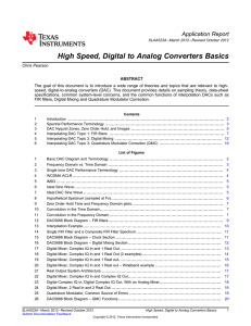 High Speed, Digital-to-Analog Converters Basics