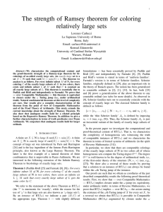 The strength of Ramsey theorem for coloring relatively large sets