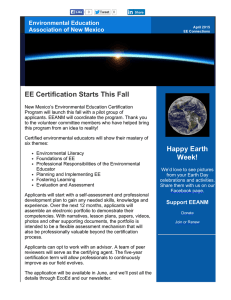 EE Certification Starts This Fall Happy Earth Week!