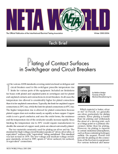 Plating of Contact Surfaces in Switchgear and Circuit Breakers