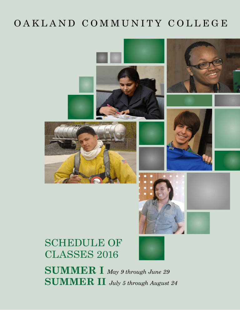 Schedule Of Classes 2016 Summer I Summer II