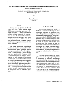 An Open Specification for Hybrid Fiber/Coax Outside Plant Status