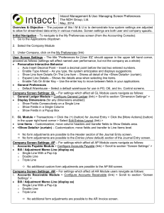 Intacct Managing Screen Preferences