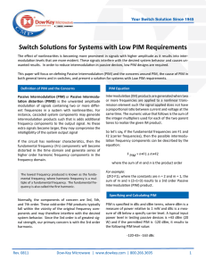 Switch Solutions for Systems with Low PIM Requirements - Dow-Key