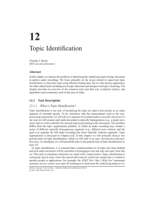 Chapter 12: Topic Identification, Spoken Language Understanding