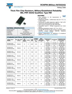 RCWPM (Military M/D55342) Thick Film Chip Resistors