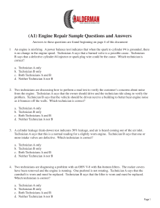 (A1) Engine Repair Sample Questions and Answers