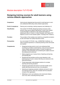 Module description ToT-FD-M5 Designing training courses for adult