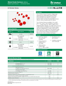 Metal-Oxide Varistors (MOVs) LA Varistor Series