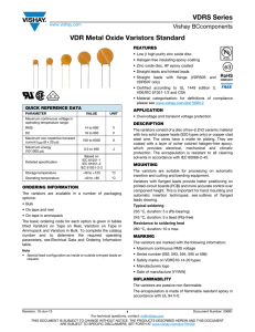 VDRS Series VDR Metal Oxide Varistors Standard