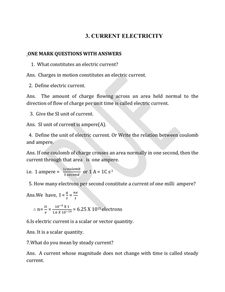 3 CURRENT ELECTRICITY