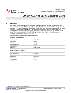 AN-2094 LM3481 SEPIC Evaluation Board (Rev