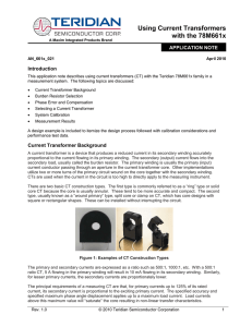 Using Current Transformers with the 78M661x