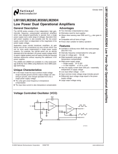 LM158/LM258/LM358/LM2904 Low Power Dual Operational