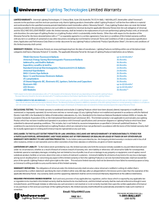 Warranty - Universal Lighting Technologies